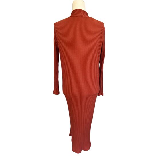 Maje Milan Duster Cardigan Size 1 Small Terracotta Rust Orange Ribbed Open Midi - Picture 2 of 14